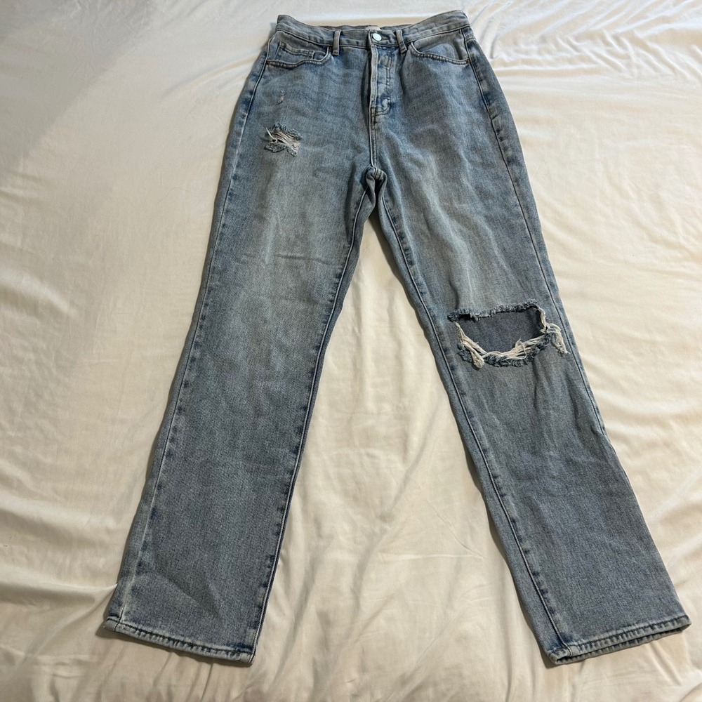 PacSun Dad Jeans Womens 28 Light Wash Distressed High Rise Button Fly